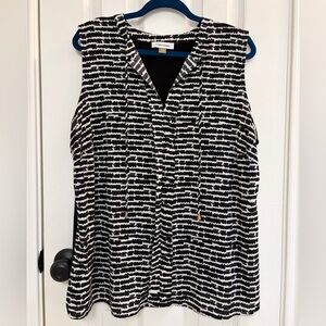 Calvin Klein Black and White Patterned Blouse Size 1X